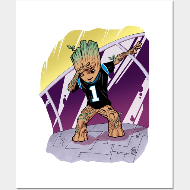 Baby Groot Dabbing (Panther Jersey) Wall Art by MentalPablum